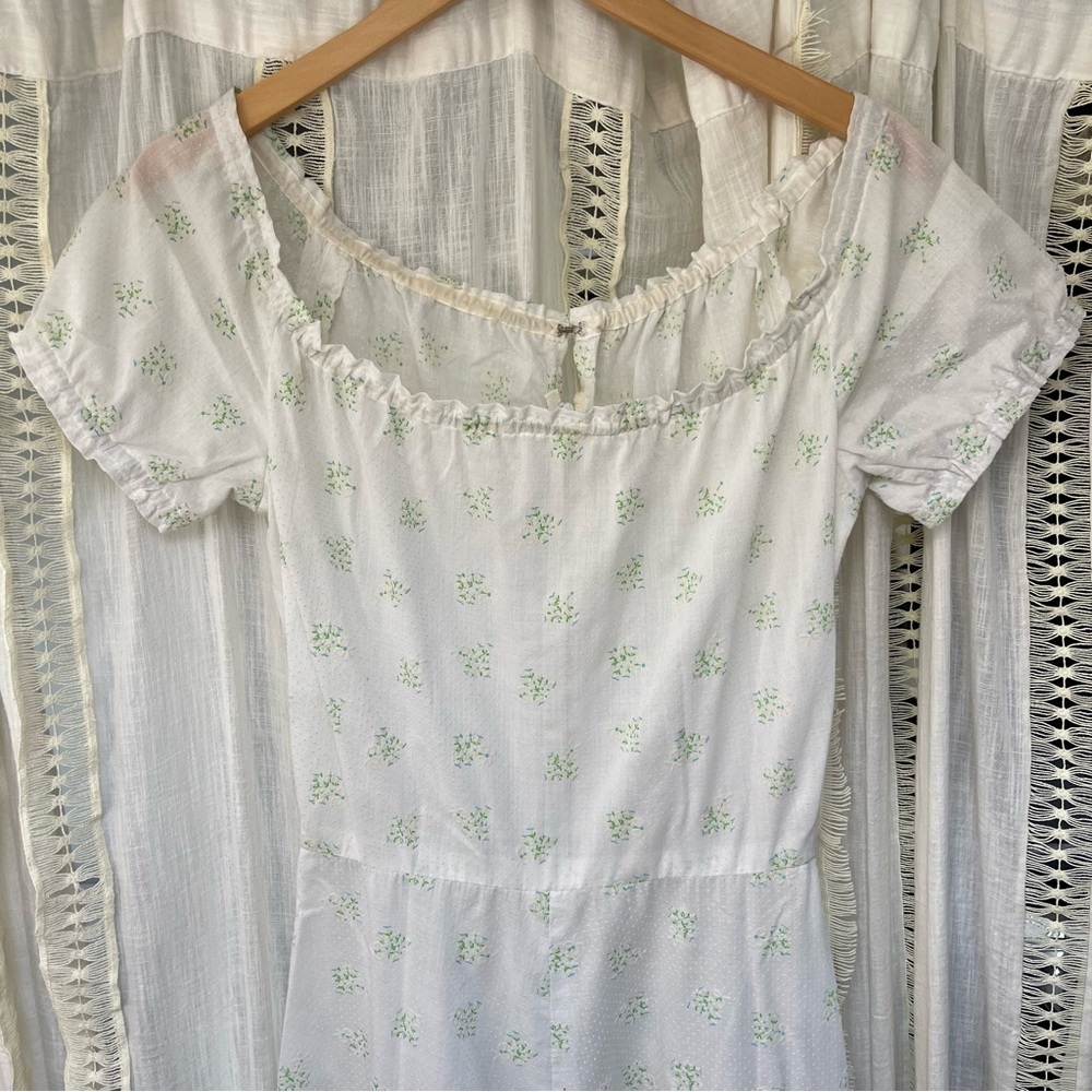 Vintage 60’s/70's Prairie White Cottagecore Short Sleeve Ruffle Maxi Dress XS/S - Picture 4 of 11